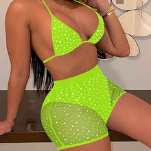 将图片加载到图库查看器，Halter See Through Sequins Mesh Bra &amp; Shorts
