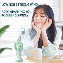 Load image into Gallery viewer, Handheld Small Fan Cooler Portable Small USB Charging Fan Mini Silent Charging Desk Dormitory Office Student Gifts Long Endurance Rechargeable Personal Fan for Kids Girls Women Men Home Office Indoor Outdoor Travel
