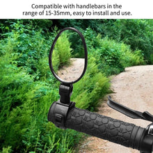 Load image into Gallery viewer, Handlebar Bike Mirror Bicycle Rear view Lens Wide-Angle Safety Mirror Mountain Road Bicycle Wide-Angle Reflector  Rotatable Handlebar Mirror Wide Angle Bicycle Mirror Cycling Rear View Mirror Shockproof Acrylic Convex Mirror Safe Rearview Mirror
