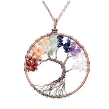 Load image into Gallery viewer, Handmade Genuine Gemstone Chakra Tree of Life Pendant Necklace
