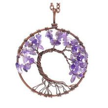 Load image into Gallery viewer, Handmade Genuine Gemstone Chakra Tree of Life Pendant Necklace
