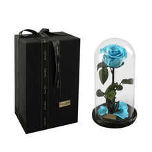 将图片加载到图库查看器，Handmade Preserved Enchanted Rose With Glass Dome on Wood Base - Rose for Christmas ,Valentine's Day
