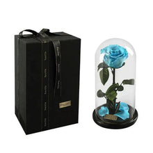 将图片加载到图库查看器，Handmade Preserved Enchanted Rose With Glass Dome on Wood Base - Rose for Christmas ,Valentine's Day
