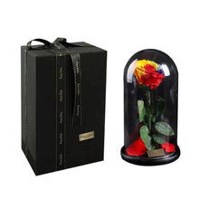 将图片加载到图库查看器，Handmade Preserved Enchanted Rose With Glass Dome on Wood Base - Rose for Christmas ,Valentine's Day
