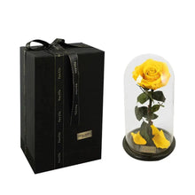 将图片加载到图库查看器，Handmade Preserved Enchanted Rose With Glass Dome on Wood Base - Rose for Christmas ,Valentine's Day
