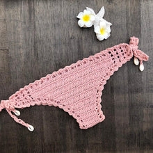 Load image into Gallery viewer, Handmade Vintage Crochet Bikinis Knitted Cotton Swimwear Women's Crochet Swimsuit Two Pieces Bathing Suits Bikini Swimsuit Top Bottom Bandage Modern Women Beachwear For Summer
