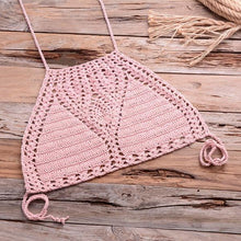 Load image into Gallery viewer, Handmade Vintage Crochet Bikinis Knitted Cotton Swimwear Women's Crochet Swimsuit Two Pieces Bathing Suits Bikini Swimsuit Top Bottom Bandage Modern Women Beachwear For Summer
