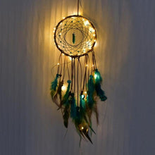 Load image into Gallery viewer, Handmade White Feather Dream Catcher Wind Chimes Hanging Ornaments Ceiling Decor Room Dream Net  Hanging Craft Gift Car Ornament Ribbons Feathers Wrapped Lights For Bedroom Decor Wedding Decorations
