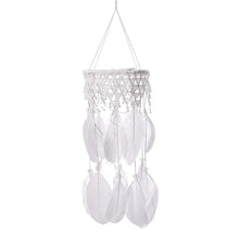 Load image into Gallery viewer, Handmade White Feather Dream Catcher Wind Chimes Hanging Ornaments Ceiling Decor Room Dream Net  Hanging Craft Gift Car Ornament Ribbons Feathers Wrapped Lights For Bedroom Decor Wedding Decorations
