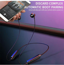 Load image into Gallery viewer, Hanging Neck Bluetooth 5.0 Wireless Sports Headset Ear Headset Bluetooth Headphones Earbuds Earphone With Microphone For Bluetooth Over Ear Headphones, Wireless 5.0/Wired Headset, 55Hrs Playtime, Hi-Fi Stereo Deep Bass, Soft Earmuffs &amp; Light Weight
