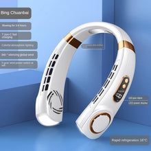 Load image into Gallery viewer, Hanging Neck Fan Ice Magnet Cooling Portable Neck Fan Type-C Mute Multifunctional Leafless Electric Fan With Light Rechargeable Hands Free Bladeless Fan 5 Speeds Operated Wearable Personal Fan
