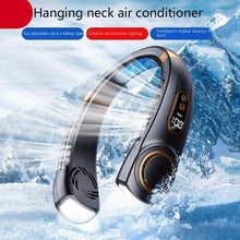 Load image into Gallery viewer, Hanging Neck Fan Ice Magnet Cooling Portable Neck Fan Type-C Mute Multifunctional Leafless Electric Fan With Light Rechargeable Hands Free Bladeless Fan 5 Speeds Operated Wearable Personal Fan
