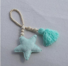 Load image into Gallery viewer, Hanging Nordic Wooden Beads Ornament Double Star Moon Kids Room Decoration Baby Crib Tent Hanging Pendant Wall Decor Photography Props Baby Mobile For Crib Moon and Stars Baby Nursery Ceiling Crib Mobile Kids Room Hanging Decor
