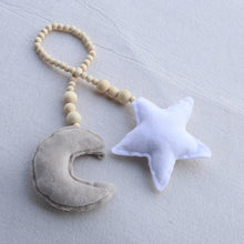 Load image into Gallery viewer, Hanging Nordic Wooden Beads Ornament Double Star Moon Kids Room Decoration Baby Crib Tent Hanging Pendant Wall Decor Photography Props Baby Mobile For Crib Moon and Stars Baby Nursery Ceiling Crib Mobile Kids Room Hanging Decor
