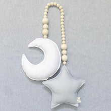 Load image into Gallery viewer, Hanging Nordic Wooden Beads Ornament Double Star Moon Kids Room Decoration Baby Crib Tent Hanging Pendant Wall Decor Photography Props Baby Mobile For Crib Moon and Stars Baby Nursery Ceiling Crib Mobile Kids Room Hanging Decor
