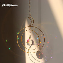 Load image into Gallery viewer, Hanging Sun Catcher Moon Light With Chain Pendant Ornament Crystal Balls  Catcher Wind-chime Rainbow Maker Crystal Hanging  Window Curtain Chandelier Outdoor Garden Home Decor Christmas Day Party Wedding Decoration
