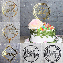 Load image into Gallery viewer, Happy Birthday Cake Topper Gold Cake Topper Acrylic Cake Topper Happy Birthday Cake Topper Cake Decoration Acrylic Letter Cake Toppers Party Supplies Happy Birthday Black Cake Decorations
