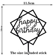 Load image into Gallery viewer, Happy Birthday Cake Topper Gold Cake Topper Acrylic Cake Topper Happy Birthday Cake Topper Cake Decoration Acrylic Letter Cake Toppers Party Supplies Happy Birthday Black Cake Decorations
