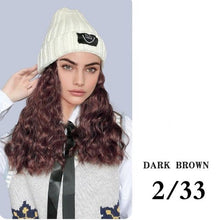 将图片加载到图库查看器，Hat Wig For Women Synthetic Long Wavy Wigs Autumn Winter Fashion  Knitted Cap Hair Wig Hair Extensions Wigs For Black Women Cosplay Wigs For Women
