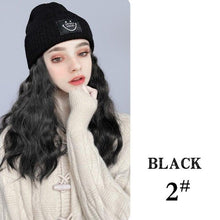 将图片加载到图库查看器，Hat Wig For Women Synthetic Long Wavy Wigs Autumn Winter Fashion  Knitted Cap Hair Wig Hair Extensions Wigs For Black Women Cosplay Wigs For Women
