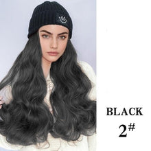 将图片加载到图库查看器，Hat Wig For Women Synthetic Long Wavy Wigs Autumn Winter Fashion  Knitted Cap Hair Wig Hair Extensions Wigs For Black Women Cosplay Wigs For Women
