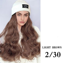 将图片加载到图库查看器，Hat Wig For Women Synthetic Long Wavy Wigs Autumn Winter Fashion  Knitted Cap Hair Wig Hair Extensions Wigs For Black Women Cosplay Wigs For Women
