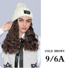 将图片加载到图库查看器，Hat Wig For Women Synthetic Long Wavy Wigs Autumn Winter Fashion  Knitted Cap Hair Wig Hair Extensions Wigs For Black Women Cosplay Wigs For Women
