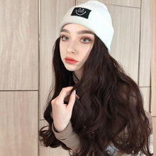将图片加载到图库查看器，Hat Wig For Women Synthetic Long Wavy Wigs Autumn Winter Fashion  Knitted Cap Hair Wig Hair Extensions Wigs For Black Women Cosplay Wigs For Women
