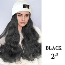 将图片加载到图库查看器，Hat Wig For Women Synthetic Long Wavy Wigs Autumn Winter Fashion  Knitted Cap Hair Wig Hair Extensions Wigs For Black Women Cosplay Wigs For Women
