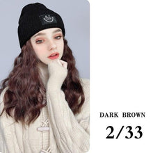 将图片加载到图库查看器，Hat Wig For Women Synthetic Long Wavy Wigs Autumn Winter Fashion  Knitted Cap Hair Wig Hair Extensions Wigs For Black Women Cosplay Wigs For Women
