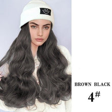 将图片加载到图库查看器，Hat Wig For Women Synthetic Long Wavy Wigs Autumn Winter Fashion  Knitted Cap Hair Wig Hair Extensions Wigs For Black Women Cosplay Wigs For Women
