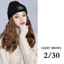 将图片加载到图库查看器，Hat Wig For Women Synthetic Long Wavy Wigs Autumn Winter Fashion  Knitted Cap Hair Wig Hair Extensions Wigs For Black Women Cosplay Wigs For Women
