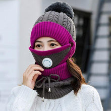 将图片加载到图库查看器，Hat Winter Mask balaclava Hat for girls Scarf Thick Warm Fleece Inside Knitted Hat Thick Mask Warm Full Face Scarf Winter Hats Hiking Face Scarf Balaclava Helmet Liner Cap Soft Sport Reusable Headgear Winter Fishing Warm Mask
