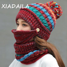 将图片加载到图库查看器，Hat Winter Mask balaclava Hat for girls Scarf Thick Warm Fleece Inside Knitted Hat Thick Mask Warm Full Face Scarf Winter Hats Hiking Face Scarf Balaclava Helmet Liner Cap Soft Sport Reusable Headgear Winter Fishing Warm Mask
