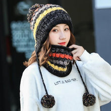 将图片加载到图库查看器，Hat Winter Mask balaclava Hat for girls Scarf Thick Warm Fleece Inside Knitted Hat Thick Mask Warm Full Face Scarf Winter Hats Hiking Face Scarf Balaclava Helmet Liner Cap Soft Sport Reusable Headgear Winter Fishing Warm Mask
