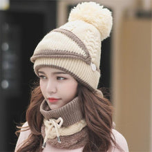 将图片加载到图库查看器，Hats Women Winter Knitted Velvet Thick Bib Mask Ear Protector Skellies Beanie Hat Riding Caps Female Warm Wool Cap Outdoor Sport Warm Beanies Hat For Men Knitted Hats Bandana Hiking Camping Kid Beanie Cap Mask Scarf Hat Set Neck Warmer Cap
