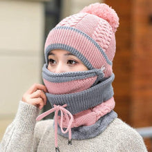 将图片加载到图库查看器，Hats Women Winter Knitted Velvet Thick Bib Mask Ear Protector Skellies Beanie Hat Riding Caps Female Warm Wool Cap Outdoor Sport Warm Beanies Hat For Men Knitted Hats Bandana Hiking Camping Kid Beanie Cap Mask Scarf Hat Set Neck Warmer Cap
