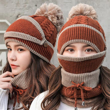 将图片加载到图库查看器，Hats Women Winter Knitted Velvet Thick Bib Mask Ear Protector Skellies Beanie Hat Riding Caps Female Warm Wool Cap Outdoor Sport Warm Beanies Hat For Men Knitted Hats Bandana Hiking Camping Kid Beanie Cap Mask Scarf Hat Set Neck Warmer Cap
