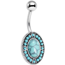 将图片加载到图库查看器，Faux Turquoise Southwestern Simplicity Oval Belly Ring
