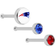 Load image into Gallery viewer, 20G Licensed NFL New England Patriots Nose Bone 3 Pack Set

