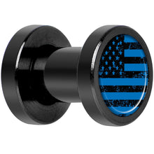 Load image into Gallery viewer, Blue American Flag Black Anodized Screw Fit Plug Set 4G
