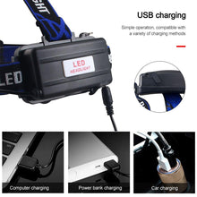 Load image into Gallery viewer, Headlamp Flashlight USB LED Head Rechargeable Light Waterproof Green/Red/UV 395nm Zoomable Headlamp Flashlight Light Outdoor   Waterproof Headlight Led Head Lamp 3 Modes Torch For Camping Hiking Fishing
