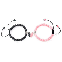 将图片加载到图库查看器，Heart Magnet Couple Bracelet Pendant Jewelry Lucky Knitting Rope Bracelets Couples Bracelets Adjustable Bracelet Love Magnetic Bracelet Relationship Bracelet Natural Stone Beads Bracelet For Boyfriend Girlfriend
