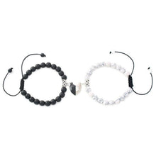 将图片加载到图库查看器，Heart Magnet Couple Bracelet Pendant Jewelry Lucky Knitting Rope Bracelets Couples Bracelets Adjustable Bracelet Love Magnetic Bracelet Relationship Bracelet Natural Stone Beads Bracelet For Boyfriend Girlfriend
