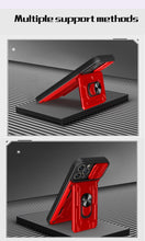 将图片加载到图库查看器，Heavy Duty Armor Case Card Pocket for iPhone 11 Pro 7 8 Plus Magnetic Phone Holder Cover Slide Lens Protection Design Card Holder Slot With Rotating Ring Armor Bumper Shockproof Case

