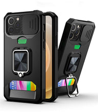 Load image into Gallery viewer, Heavy Duty Kickstand Stand Ring Shockproof Protective Cases Cover Camera Protection Magnetic Holder Case For iPhone 14 13 12 Pro Max Shockproof Card Slot Stand Cover
