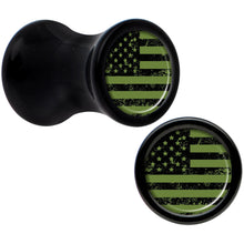 Load image into Gallery viewer, Black Acrylic Green American Flag Saddle Plug Set 4G
