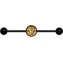 Load image into Gallery viewer, 14G Full Color Leopard Eyes Black Industrial Barbell 37mm
