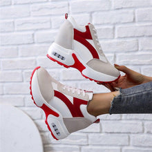 Load image into Gallery viewer, High Heel Womens Sneakers Shoes Red Black Air Cushion Casual Shoes Women Sneakers Modern Shoes Classic Athletic Sports Walking Shoes With Lace Up Platform Leather Trainers
