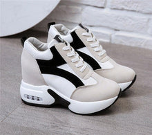 Load image into Gallery viewer, High Heel Womens Sneakers Shoes Red Black Air Cushion Casual Shoes Women Sneakers Modern Shoes Classic Athletic Sports Walking Shoes With Lace Up Platform Leather Trainers
